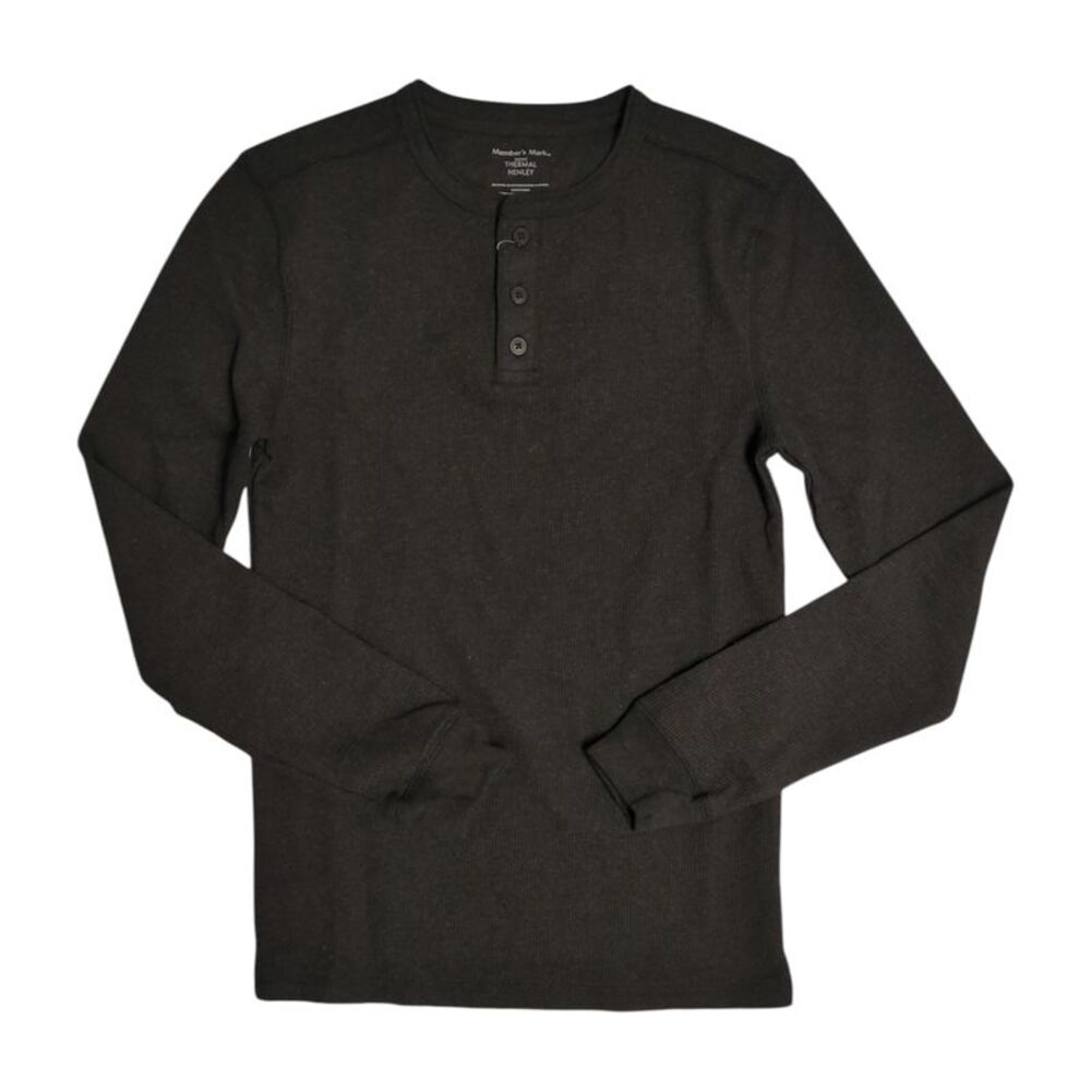 Member's Mark Men's Classic Fit Soft Waffle Knit Thermal Henley - Black